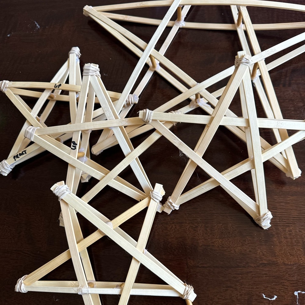 3 Pieces Handcrafted Wooden Five-Point Star Decor or Christmas Lantern
